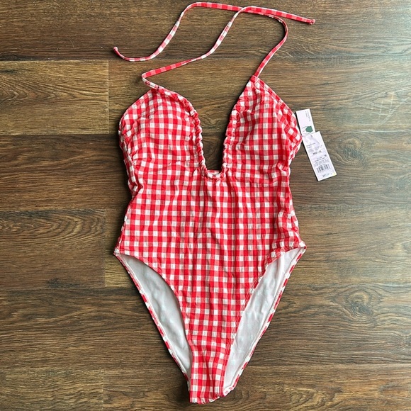 NWT Wild Fable Red & White Checkered One Piece | Retro | Swimsuit | Bathing Suit - Picture 1 of 10